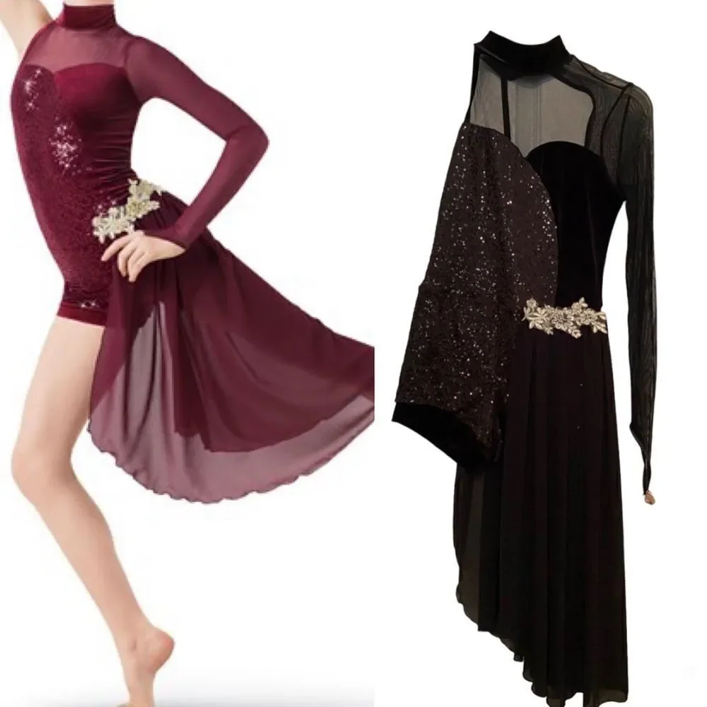 Weissman dance Slow me Down lyrical 9249 BLACK Asymmetrical skirt MC child